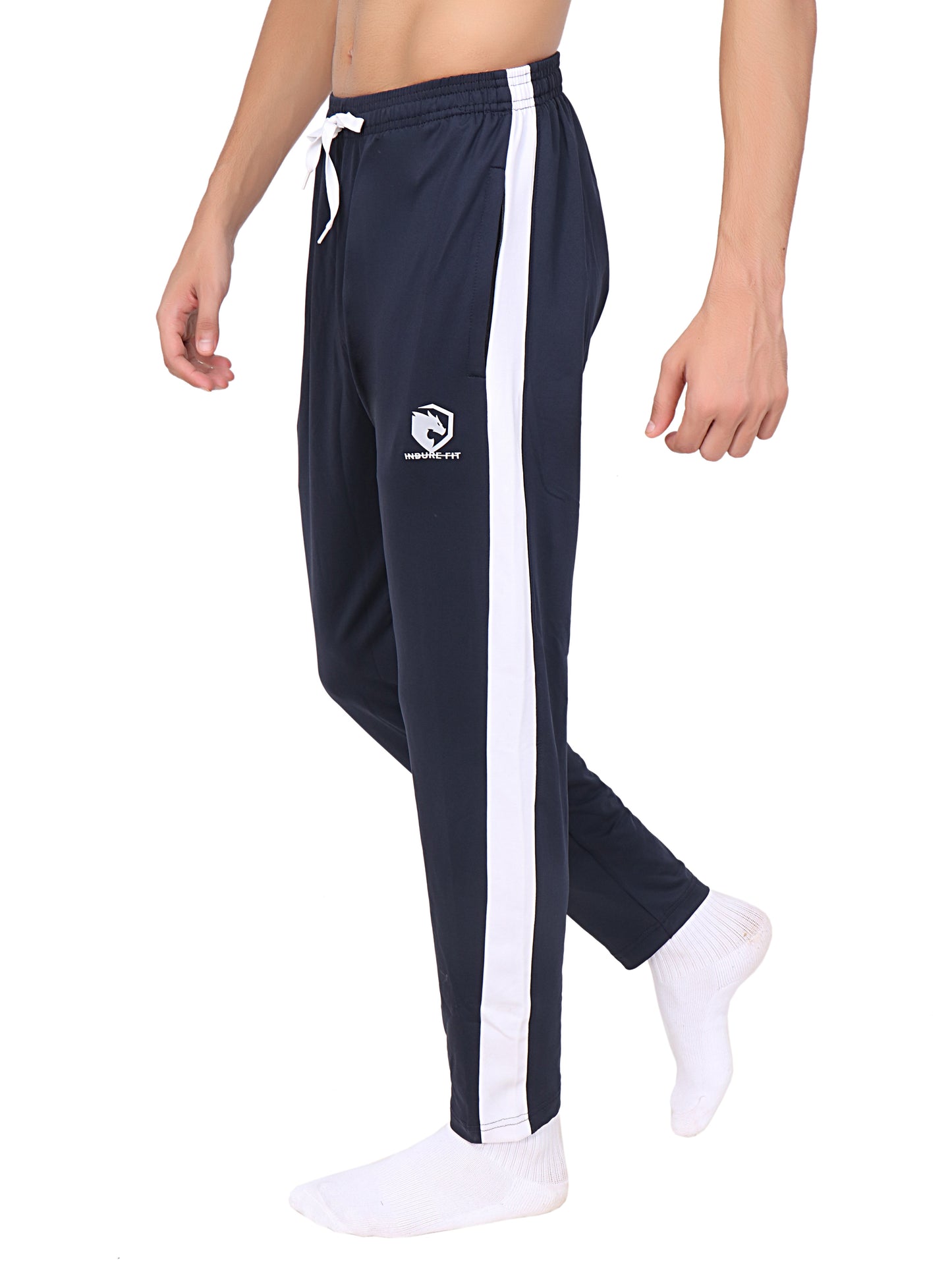 IF - FlowFit Royal blue with white panel Stretchable polyester woven Training Bottoms