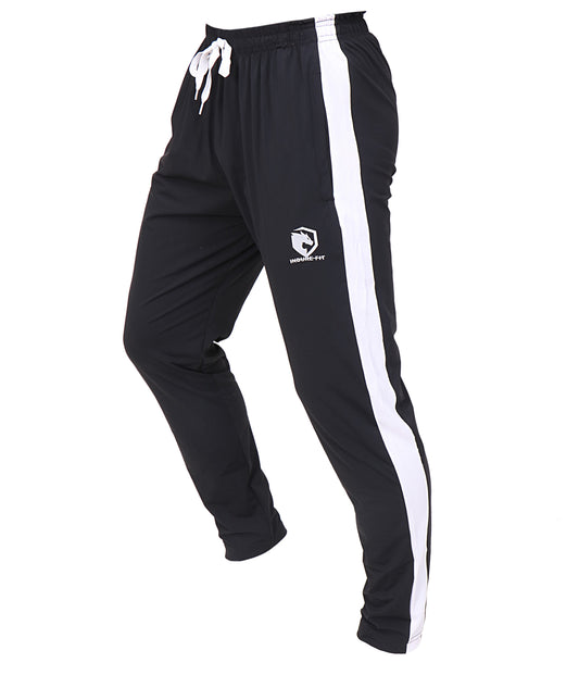 IF- Athleisure Black with white panel Stretchable polyester woven Training Bottoms