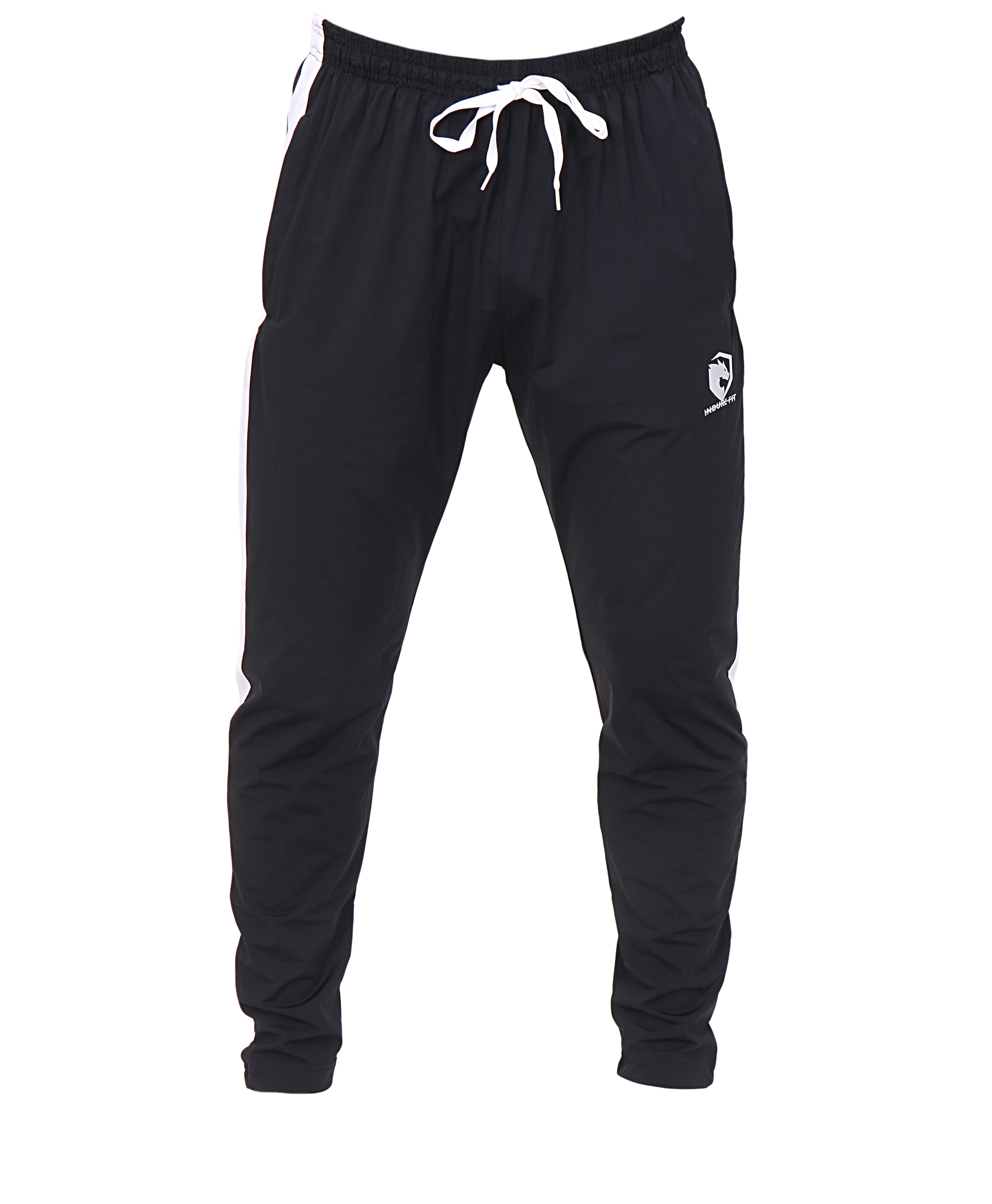 IF- Athleisure Black with white panel Stretchable polyester woven Training Bottoms